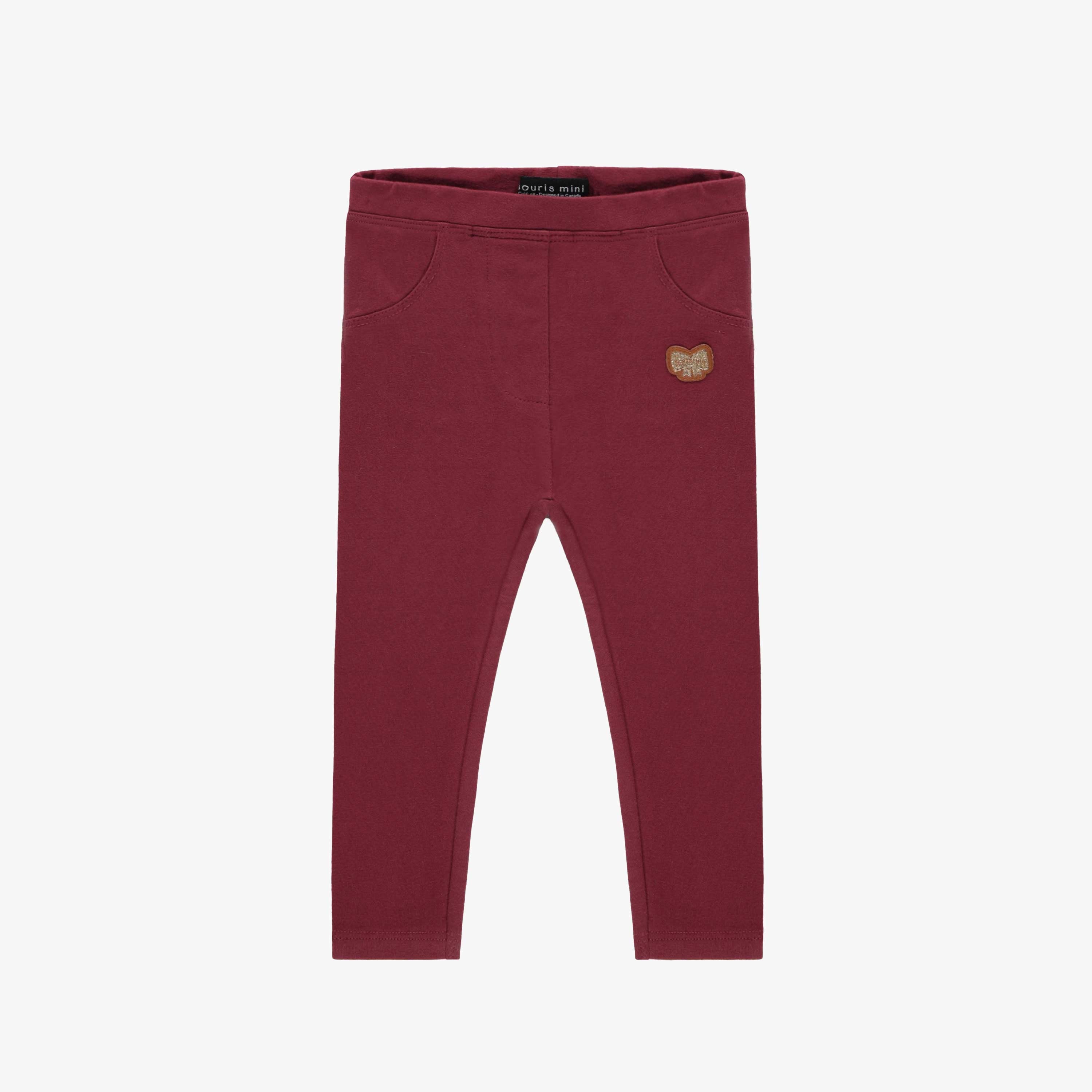 Red legging with pockets in soft jersey, baby