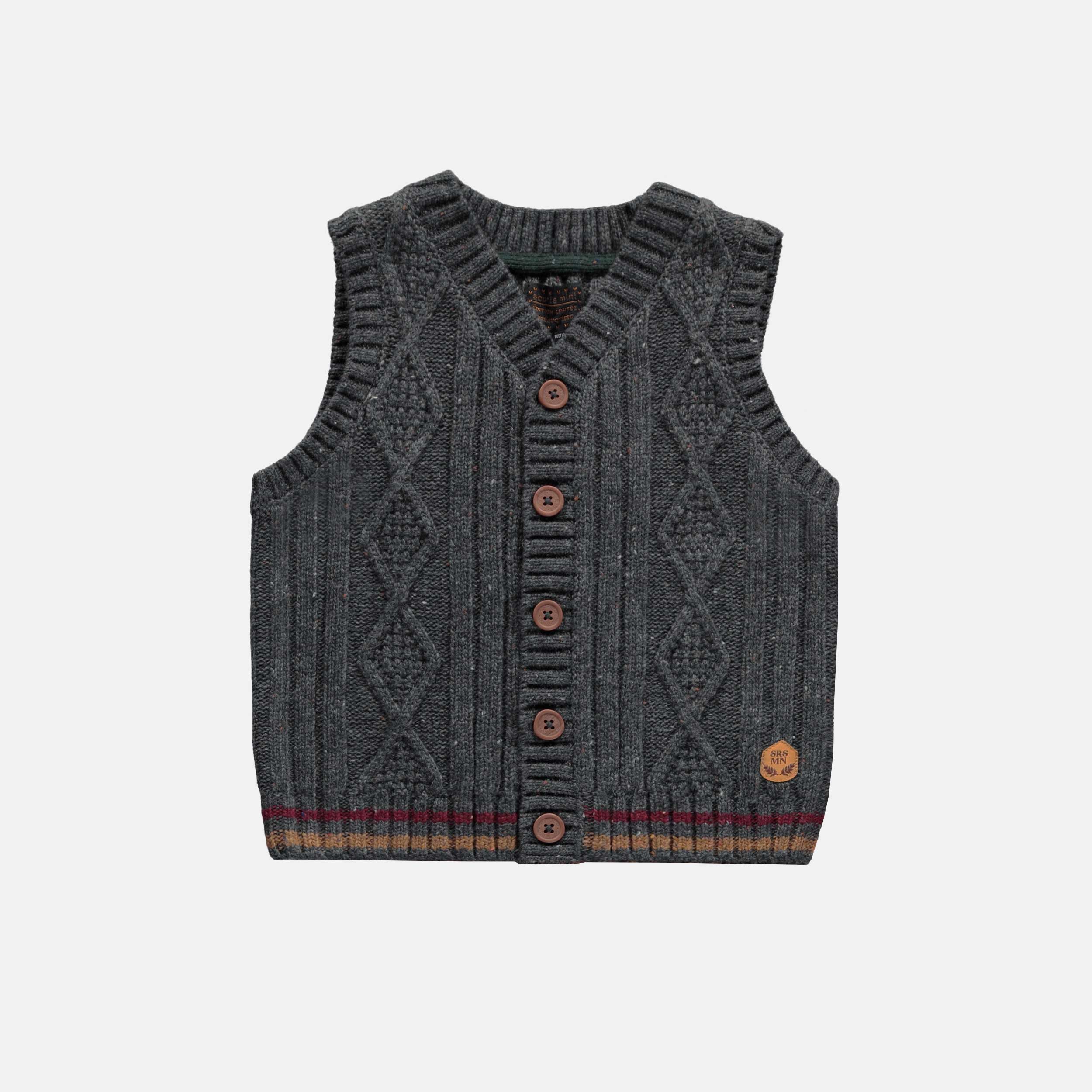 Débardeur à maille torsadée gris foncé, bébé