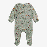 Pyjama des Fêtes vert à motif en coton, bébé || Green patterned holiday pajama in cotton, baby