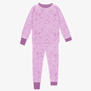 Pyjama mauve à motif ton sur ton en polyester, enfant || Purple pajamas with tone-on-tone print  in polyester, child