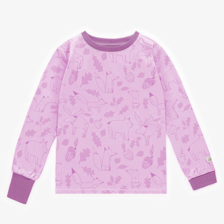 Pyjama mauve à motif ton sur ton en polyester, enfant || Purple pajamas with tone-on-tone print  in polyester, child