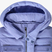 Manteau doudoune bleu à col montant avec capuchon, enfant || Blue puffer coat with high collar and hood, child