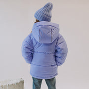 Tuque de maille côtelée bleu effet cachemire, enfant || Blue cashmere effect knitted toque, child