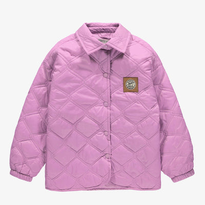 Manteau mauve rosé matelassé en nylon, enfant || Pink purple quilted nylon coat, child