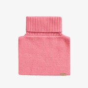 Cache-cou rose en maille style plastron, enfant || Pink knitted neck warmer plastron style, child