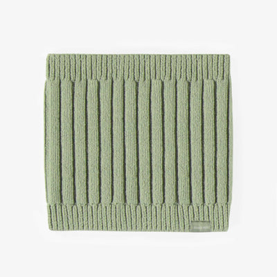 Cache-cou de maille vert sauge en coton effet cachemire, enfant || Sage green knitted neck warmer in cotton cashmere effect, child