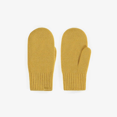 Mitaines jaunes miel en maille, enfant || Honey yellow knitted mittens, child