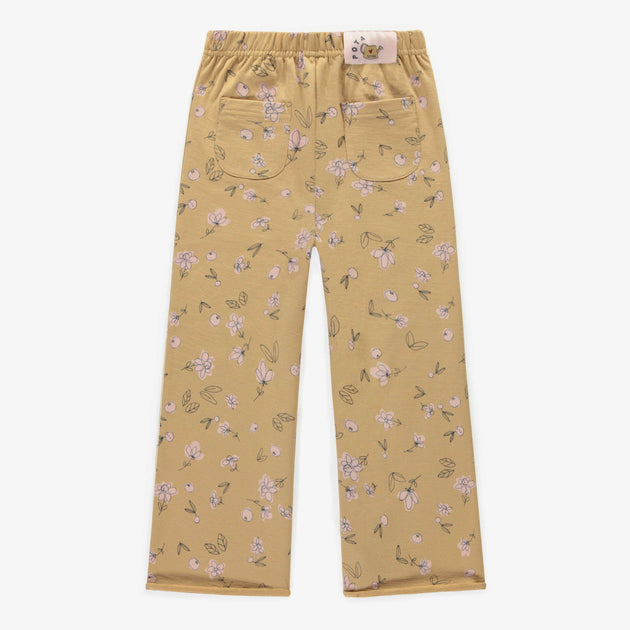 Brown pants with pink flowers and wide legs in french terry, child ...