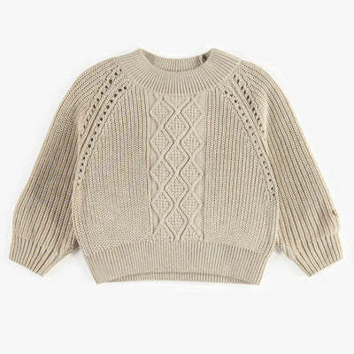 Chandail de maille crème coupe ample, enfant || Cream knitted sweater loose fit, child