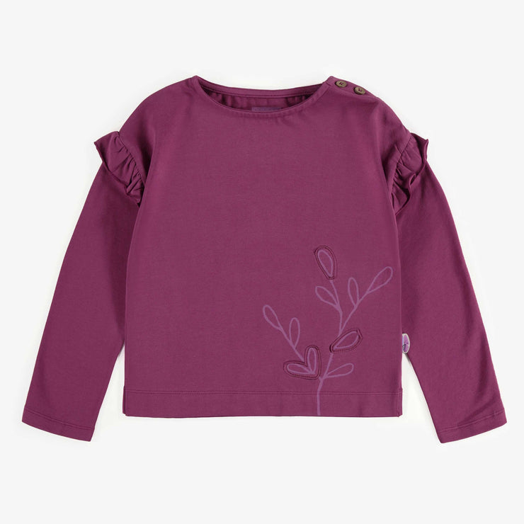 T-shirt mauve à manches longues en jersey extensible, enfant || Purple t-shirt with long sleeves in jersey, child
