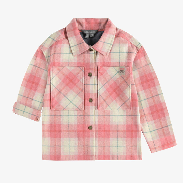 Chemise rose à carreaux en flanelle, enfant || Pink checkered shirt in flannel, child