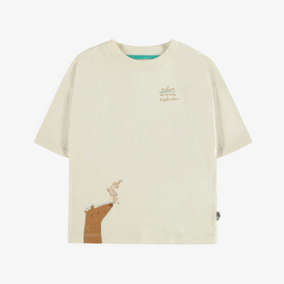 T-shirt crème à manches courtes en doux jersey, enfant || Cream short-sleeved t-shirt in soft jersey, child