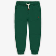 Pantalon vert style jogging en coton ouaté, enfant || Green jogging style pants in cotton, child