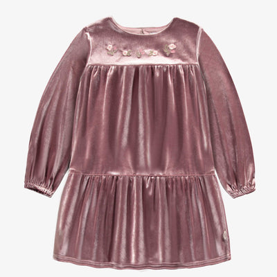 Robe rose de coupe ample en velours, enfant || Pink dress loose fit in velvet, child