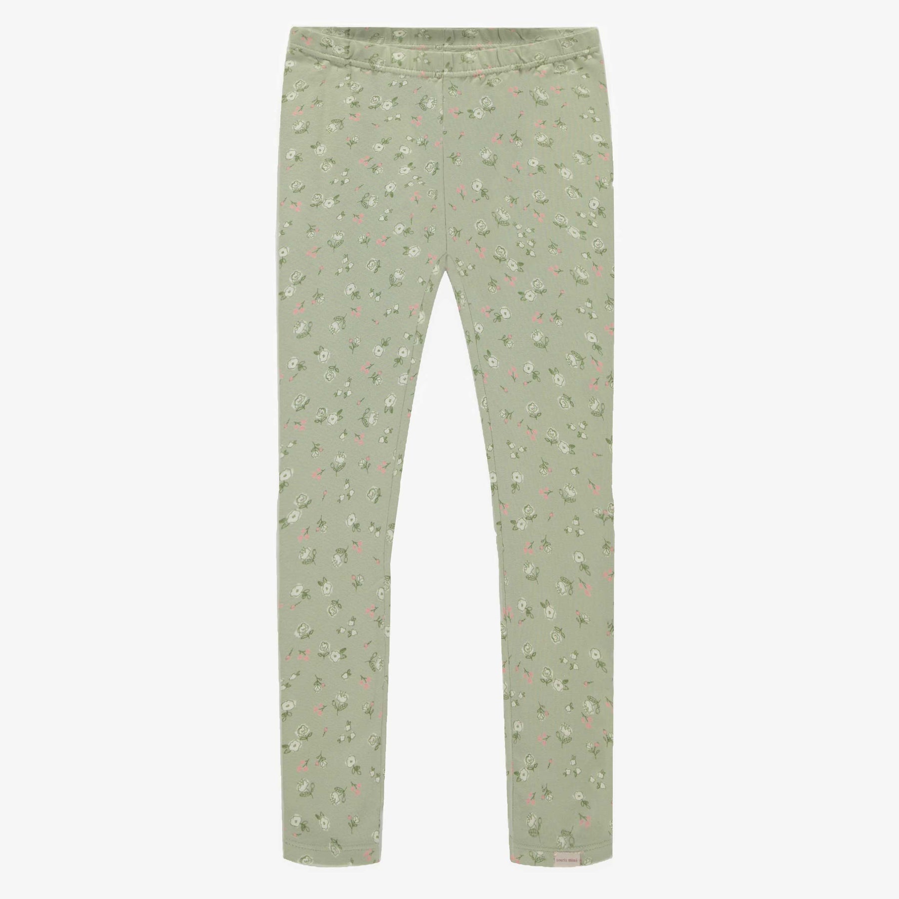 Sage green and pink flowered legging in jersey, child - Souris Mini –  Souris Mini