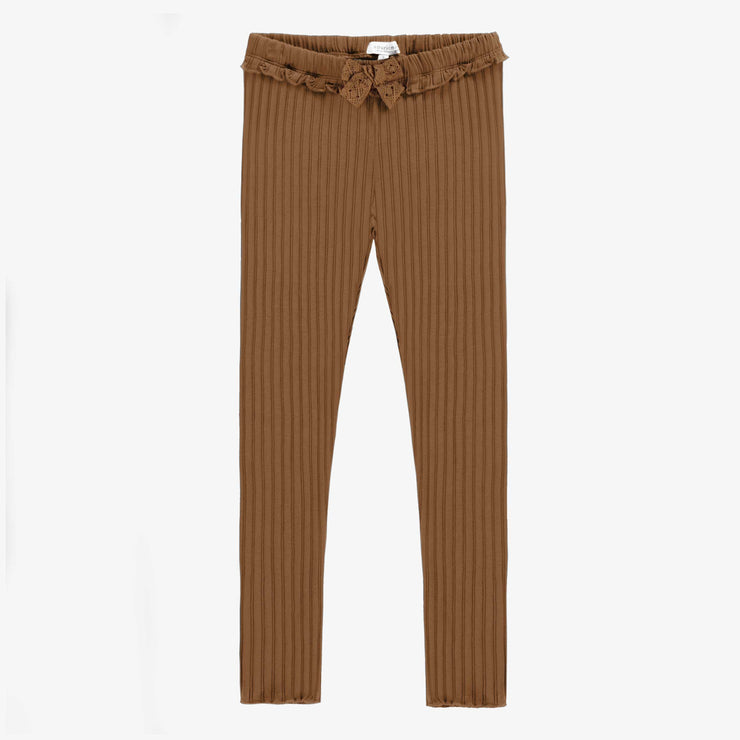 Legging long caramel en tricot côtelé irrégulier, enfant || Caramel long legging in irregular ribbed knit, child