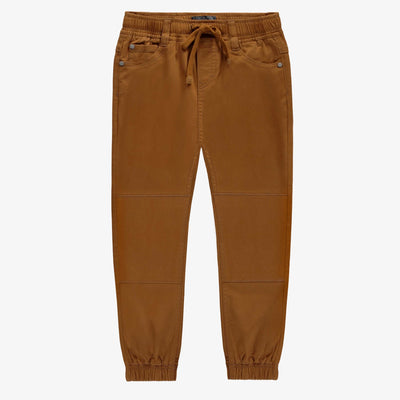 Pantalon brun en twill brossé de coupe décontractée, enfant || Brown casual fit pants in brushed twill, child
