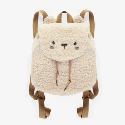 Sac à dos d’ourson crème en fausse fourrure, enfant || Bear shaped cream backpack in faux fur, child