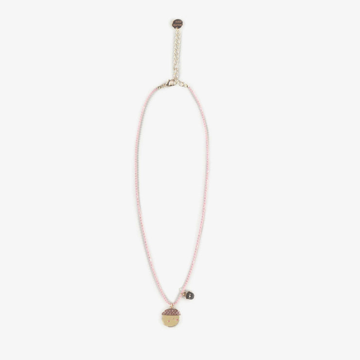 Collier en perles roses avec pendentif de noisette, enfant || Pink pearls necklace with hazelnut pendant, child