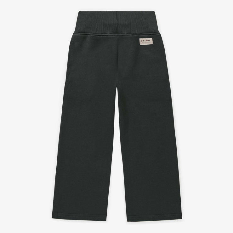 Pantalon coupe large charcoal en coton ouaté, enfant || Charcoal wide fit pants in cotton, child