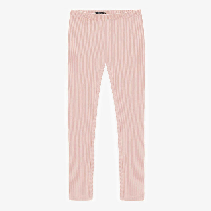 Legging long rose en tricot côtelé irrégulier, enfant || Pink long legging in irregular rib knit, child