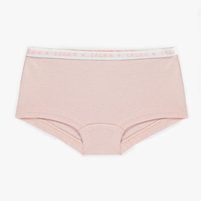 Culotte garçonne rose avec petits coeurs en jersey, enfant || Pink boycut panties with little hearts in jersey, child