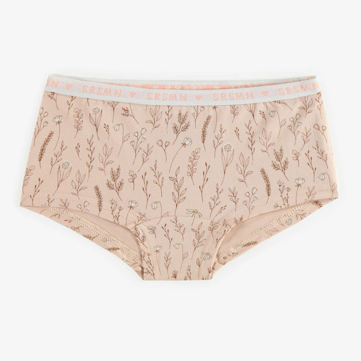 Culotte garçonne rose fleuri en jersey, enfant || Pink floral boycut panties in jersey, child