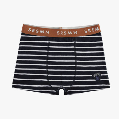 Boxer ajusté marine à rayures en jersey, enfant  || Navy fitted boxer with stripes in jersey, child