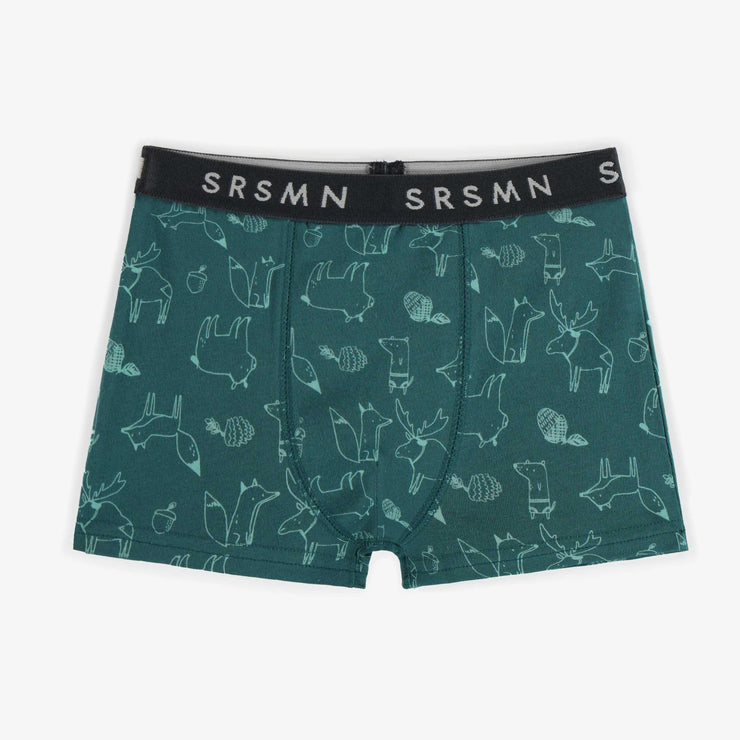 Boxer ajusté turquoise avec motif d’animaux en jersey, enfant  || Turquoise fitted boxer with animals print in jersey, child