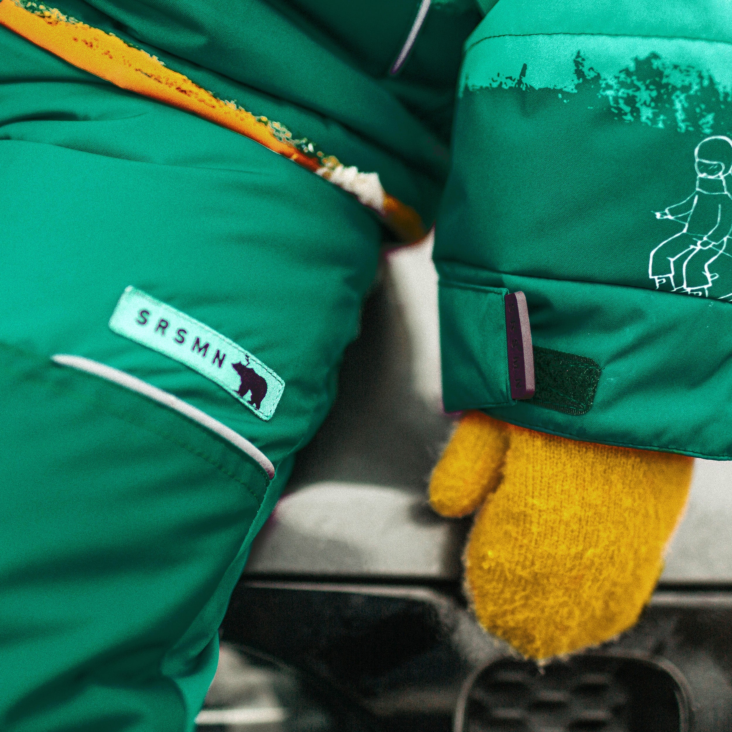 Honey yellow knitted mittens, child