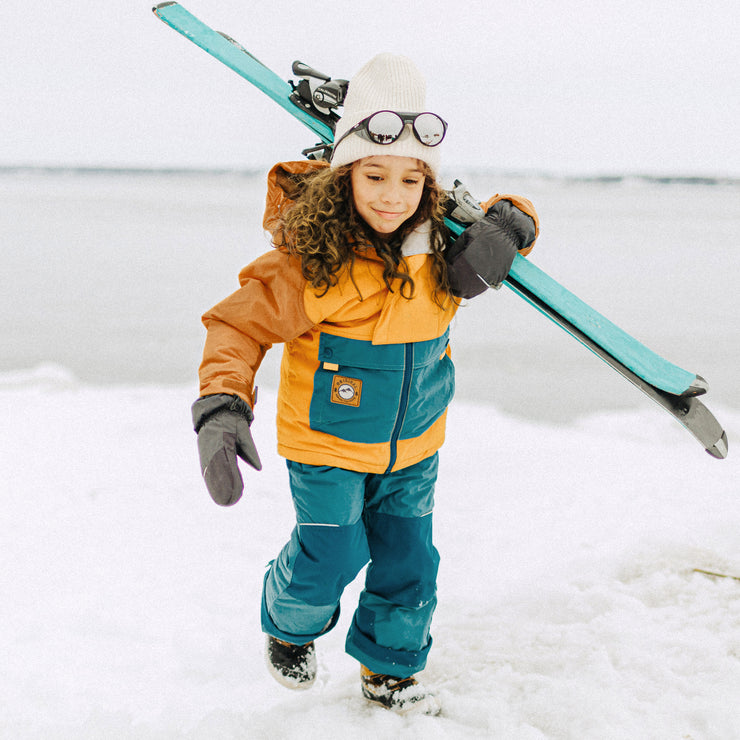 Mitaines grises doublées en Thinsulate™ imperméable, enfant  || Gray mittens lined in waterproof Thinsulate™, child