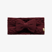 Bandeau bourgogne en maille avec une boucle, enfant || Burgundy knitted headband with buckle, child