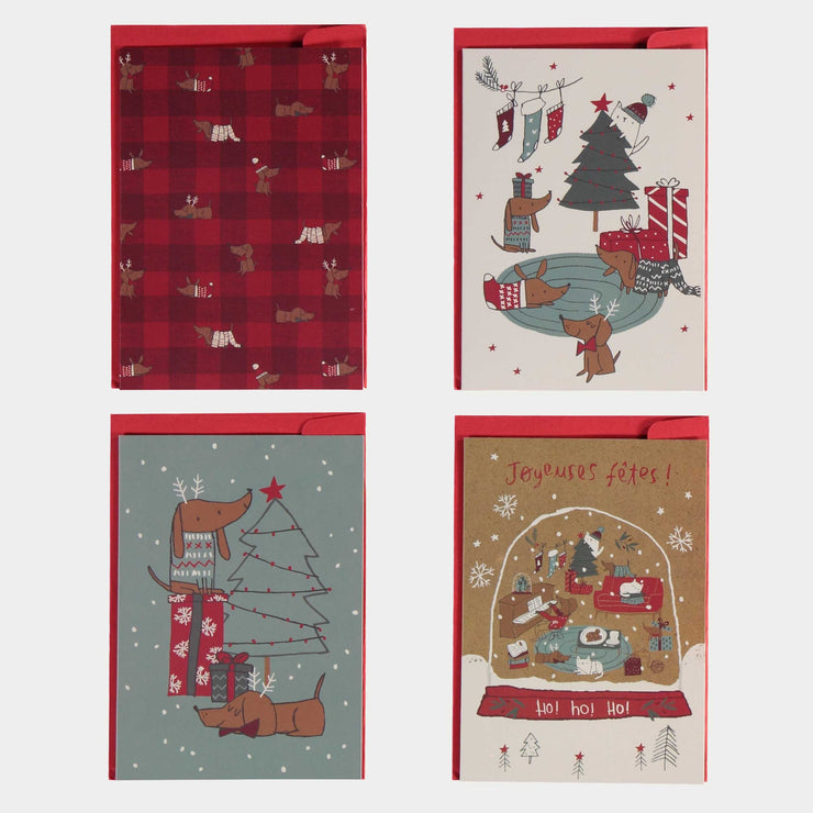 Paquet de 4 cartes de souhait du temps des fêtes avec enveloppes || Pack of 4 holiday wish cards with envelopes
