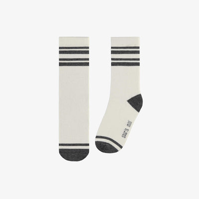 Chaussettes blanche et charcoal à rayures, enfant || White and charcoal socks with stripes, child