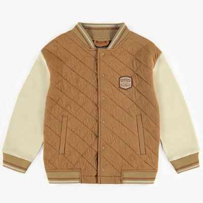 Blouson sportif brun et crème matelassé, enfant || Brown and cream sports jacket with quilted, child