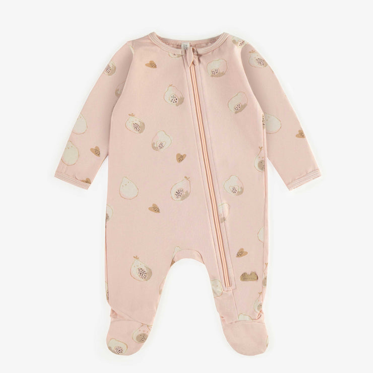 Pyjama rose à motifs de papayes en coton biologique, naissance || Papayas patterned pink pyjama in organic cotton, newborn