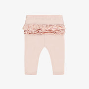 Legging long rose à volants en coton biologique, naissance || Pink ruffled long leggings in organic cotton, newborn
