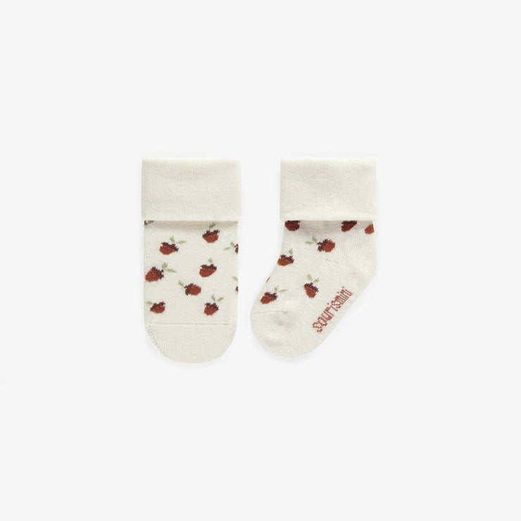 Chaussettes extensibles crème avec des noisettes, naissance || Cream stretch socks with hazelnuts, newborn