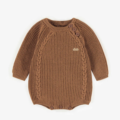 Une-pièce brun ample en maille, naissance || Puffy brown one-piece in knit, newborn