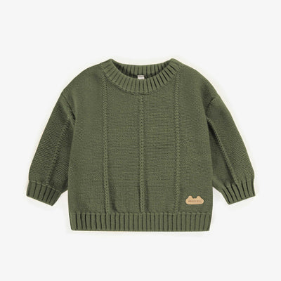 Chandail de maille vert imitation cachemire, naissance || Green knitted sweater with a cashmere imitation, newborn