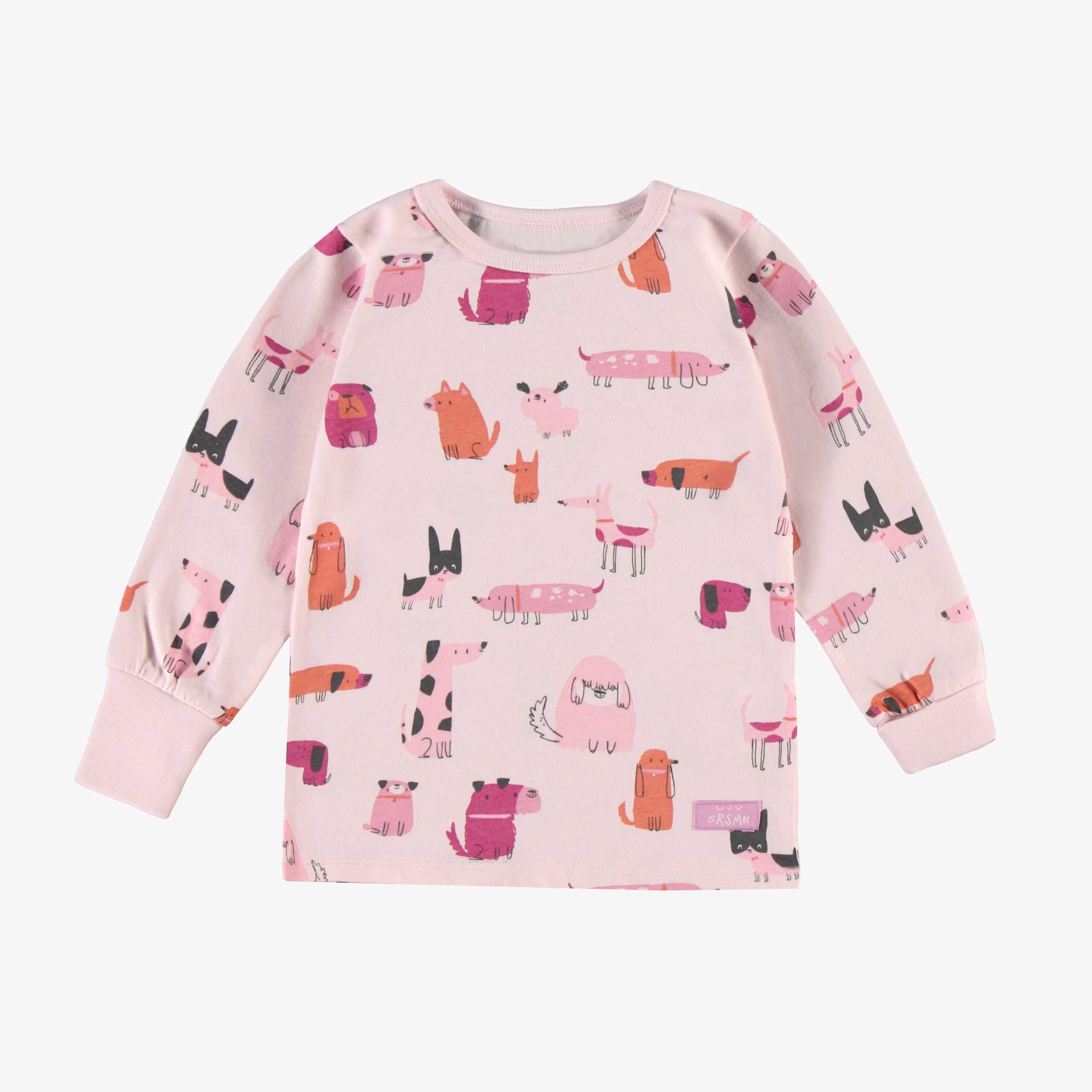 Pyjama deux pièces rose à motifs de chiens en jersey, bébé