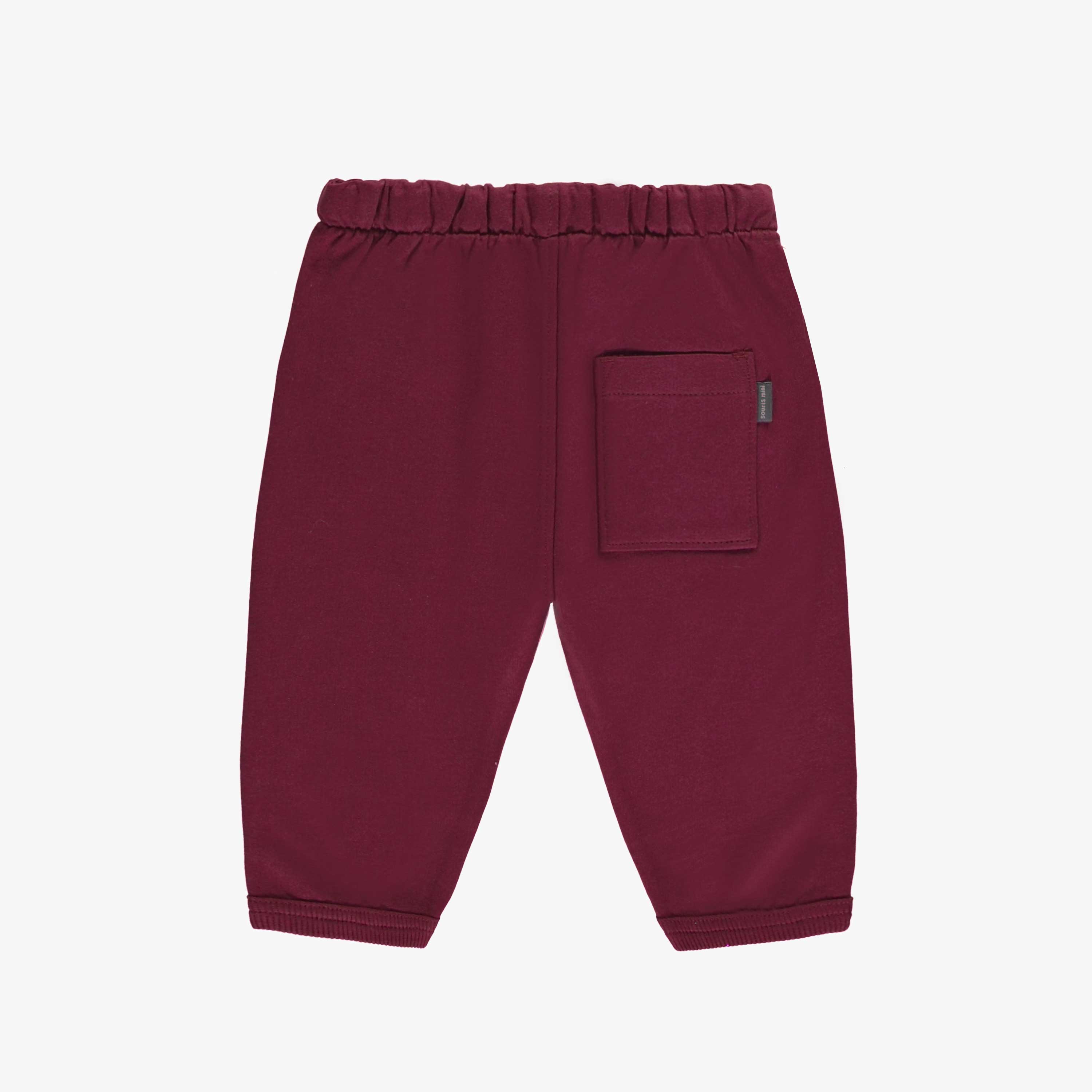 Pantalon bourgogne coupe décontractée en coton français, bébé
