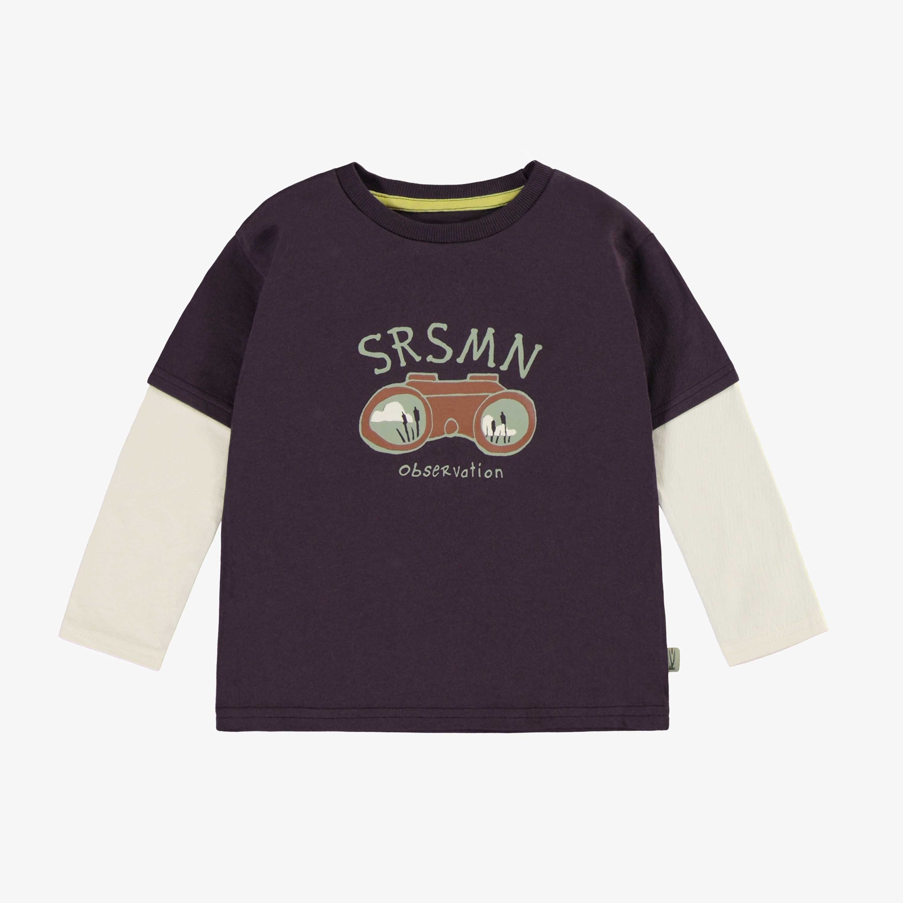 T-shirt prune à manches longues avec illustration de jumelle en jersey, bébé