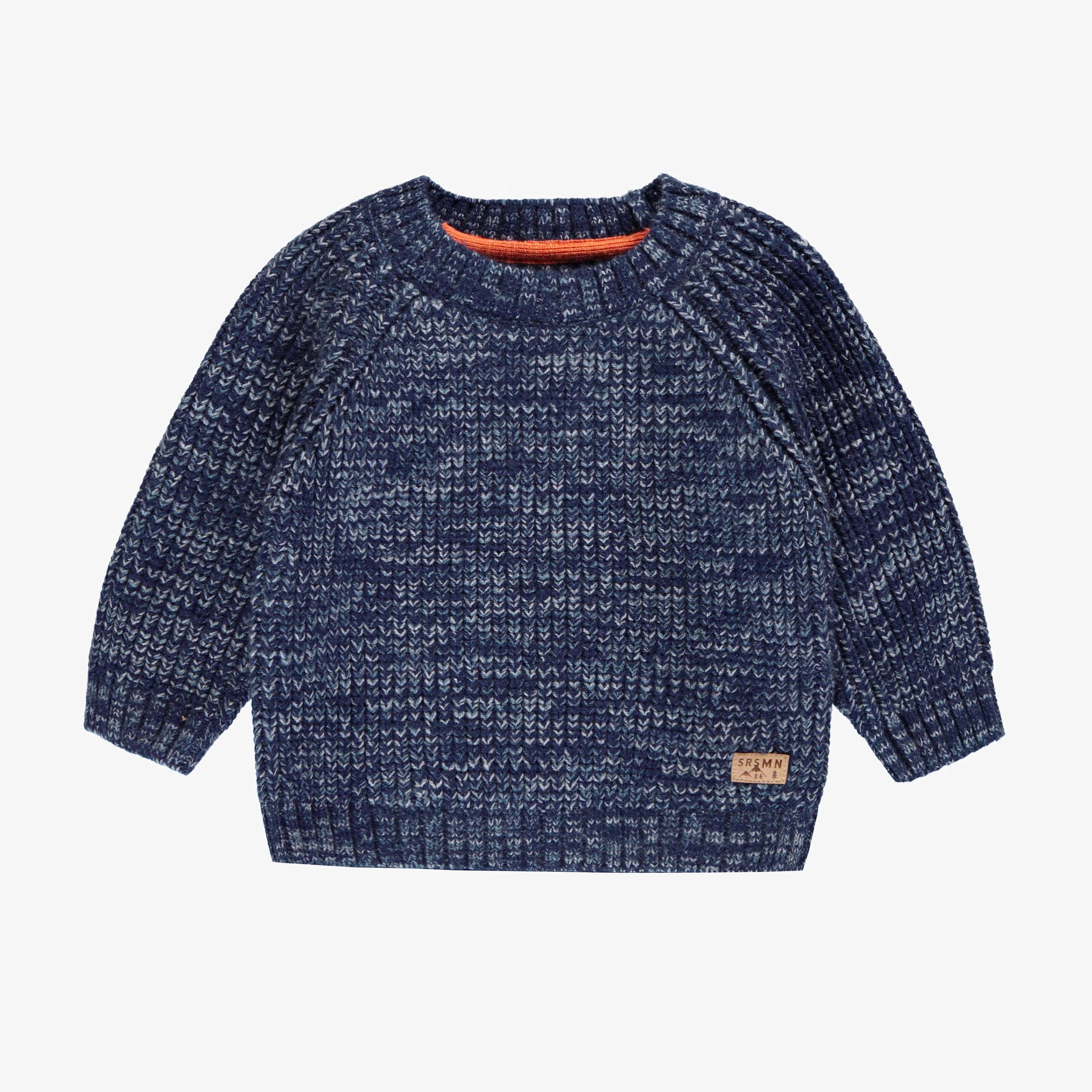 Chandail en tricot bleu chiné, bébé