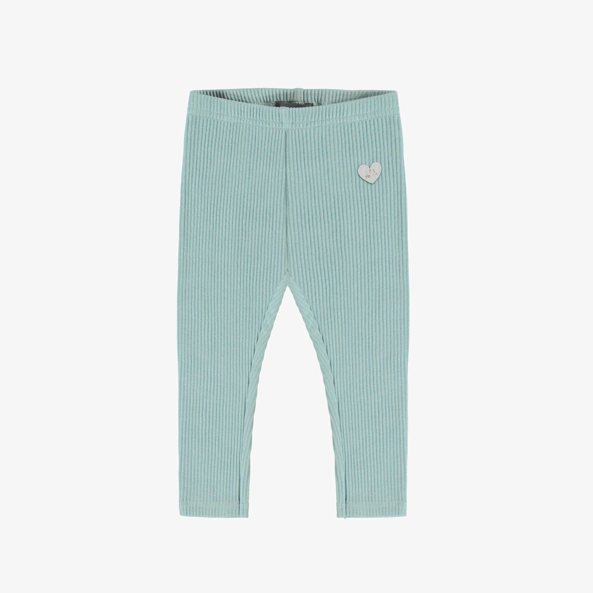 Legging long bleu cendré en tricot côtelé irrégulier, bébé