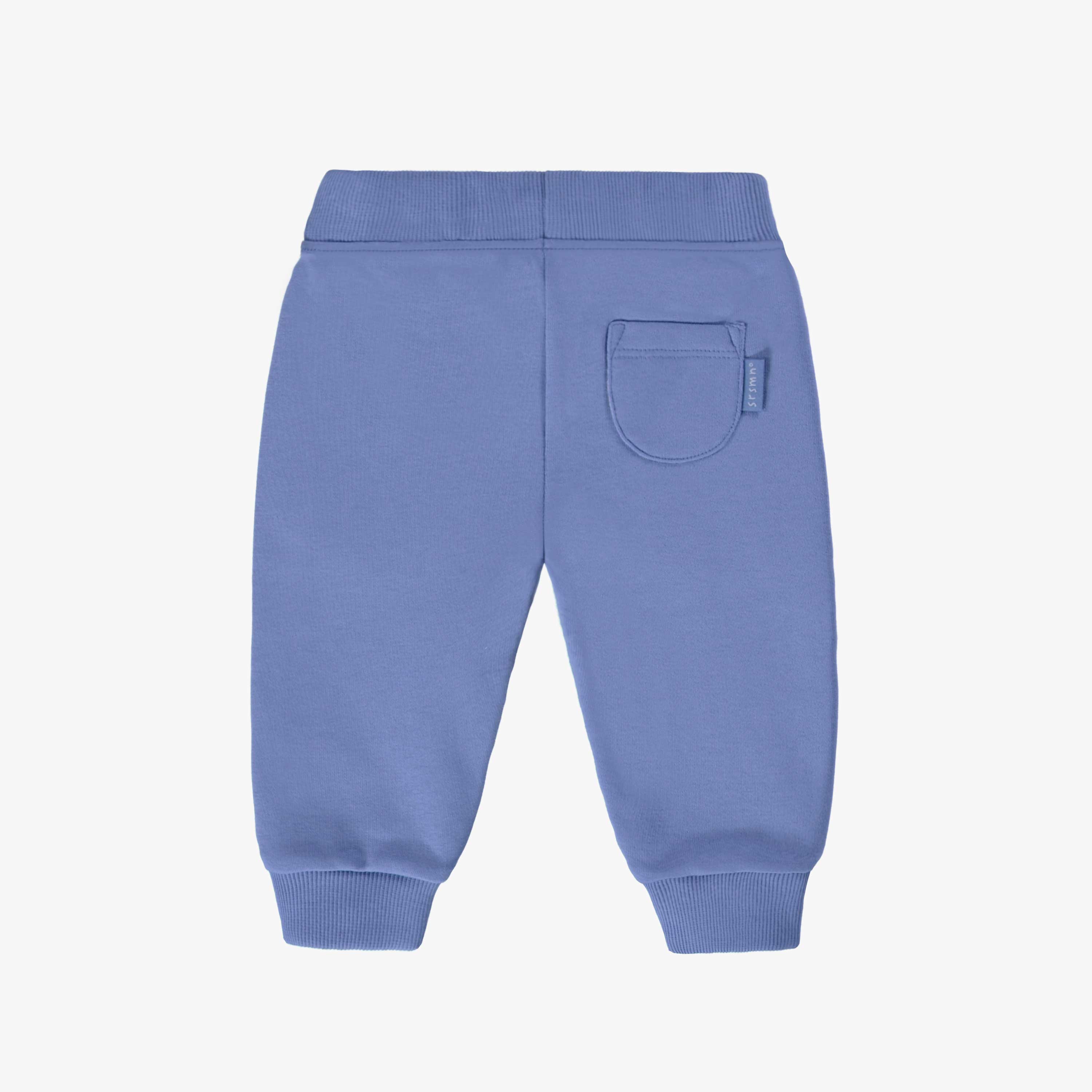 Pantalon bleu coupe régulière de style jogger en coton ouaté brossé, bébé