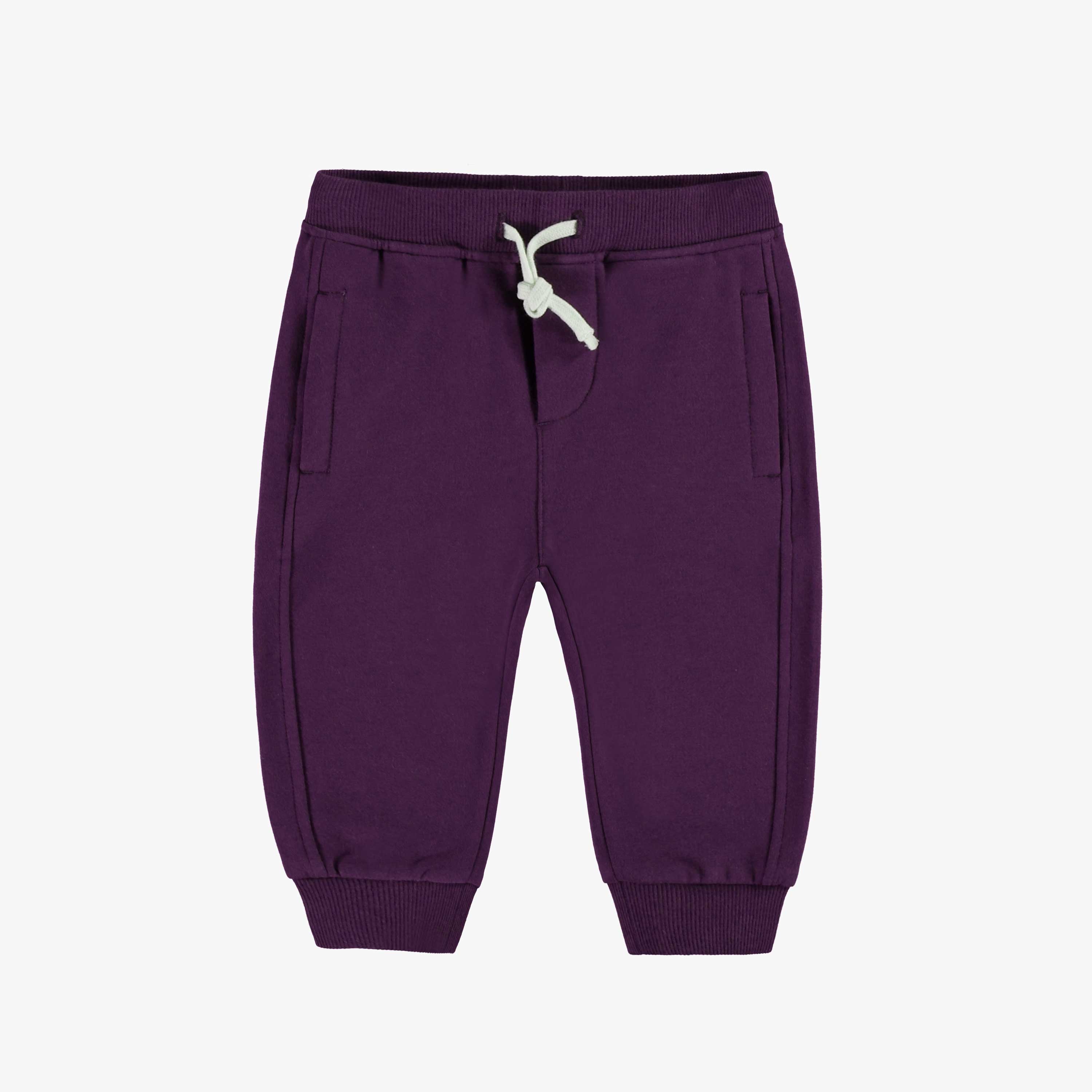 Pantalon prune coupe régulière de style jogger en coton ouaté brossé, bébé