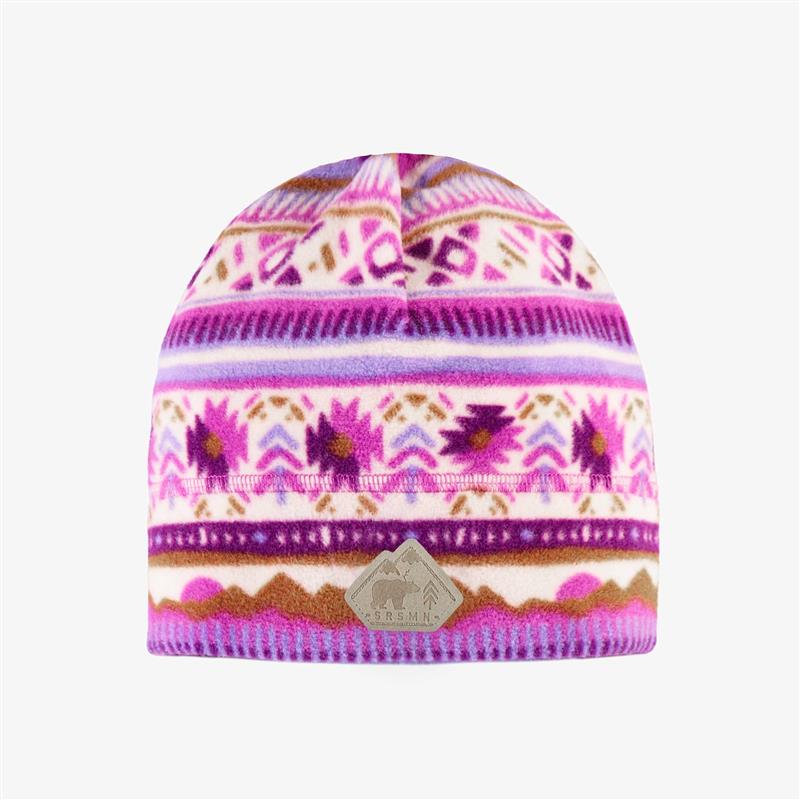 Tuque rose et mauve à motifs en polar, enfant