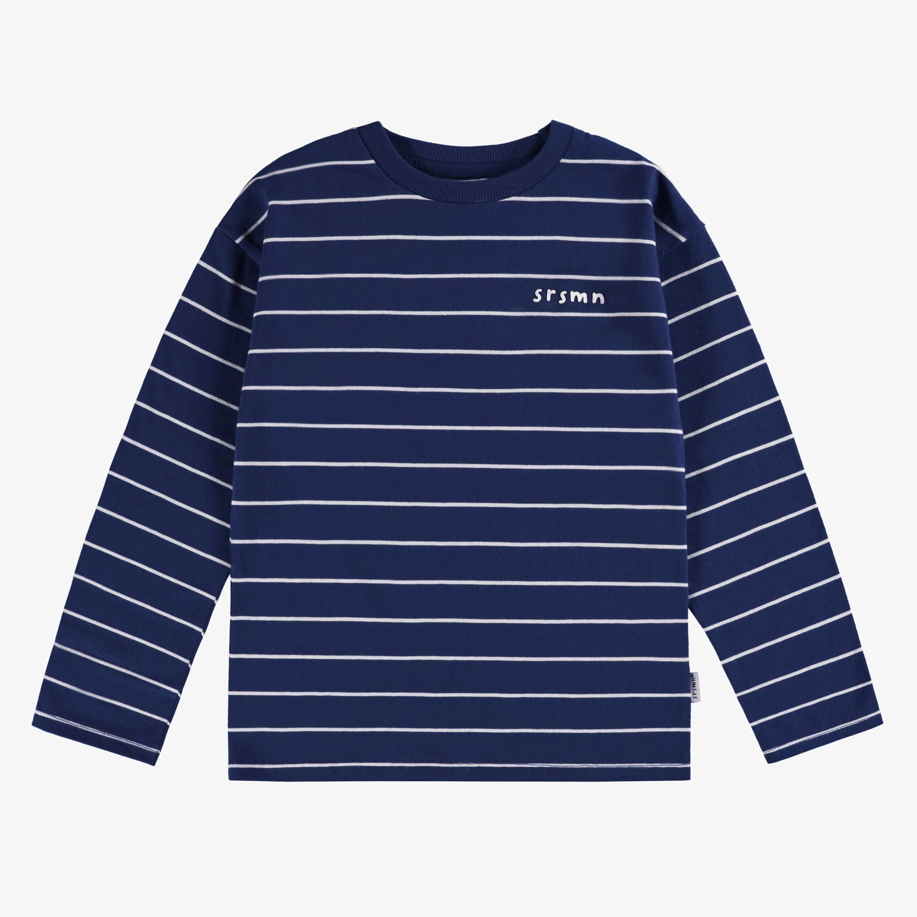 T-shirt rayé marine et crème à manches longues en jersey, enfant