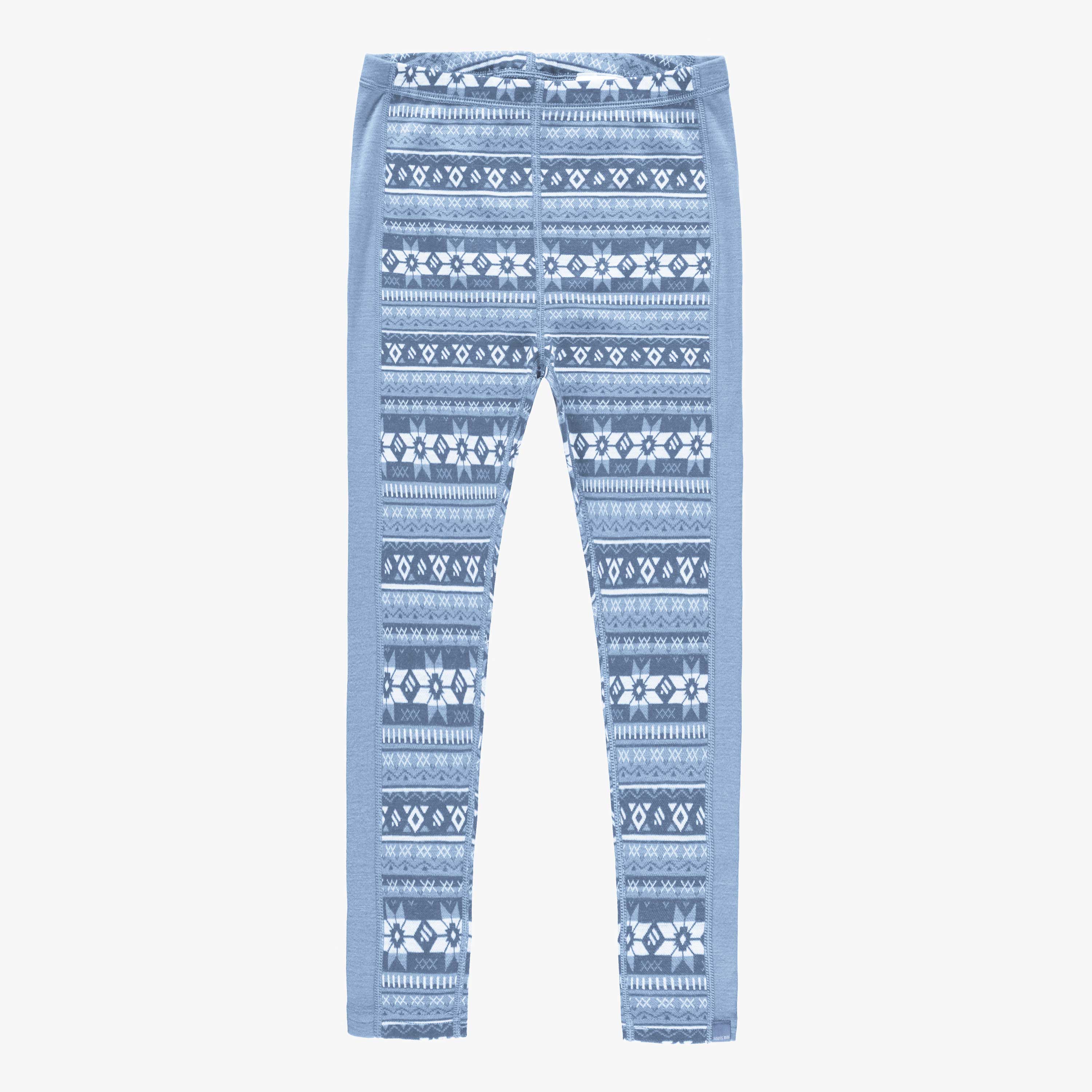 Legging bleu à motifs en laine mérinos, enfant